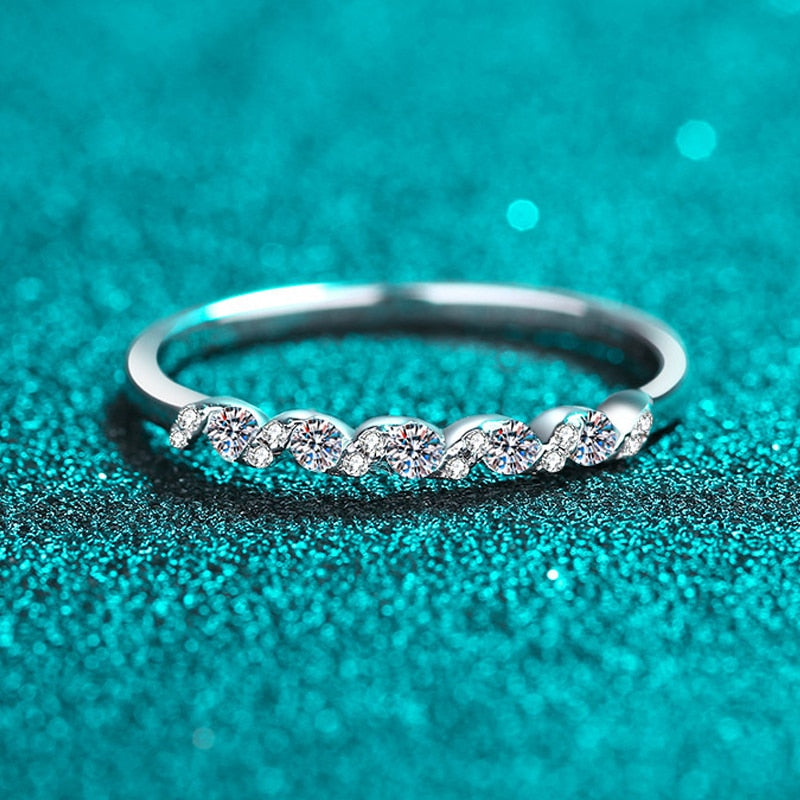 0.2ct White Gold Plated Moissanite Ring S925 Sterling Silver Jewelry Sparkling Ring