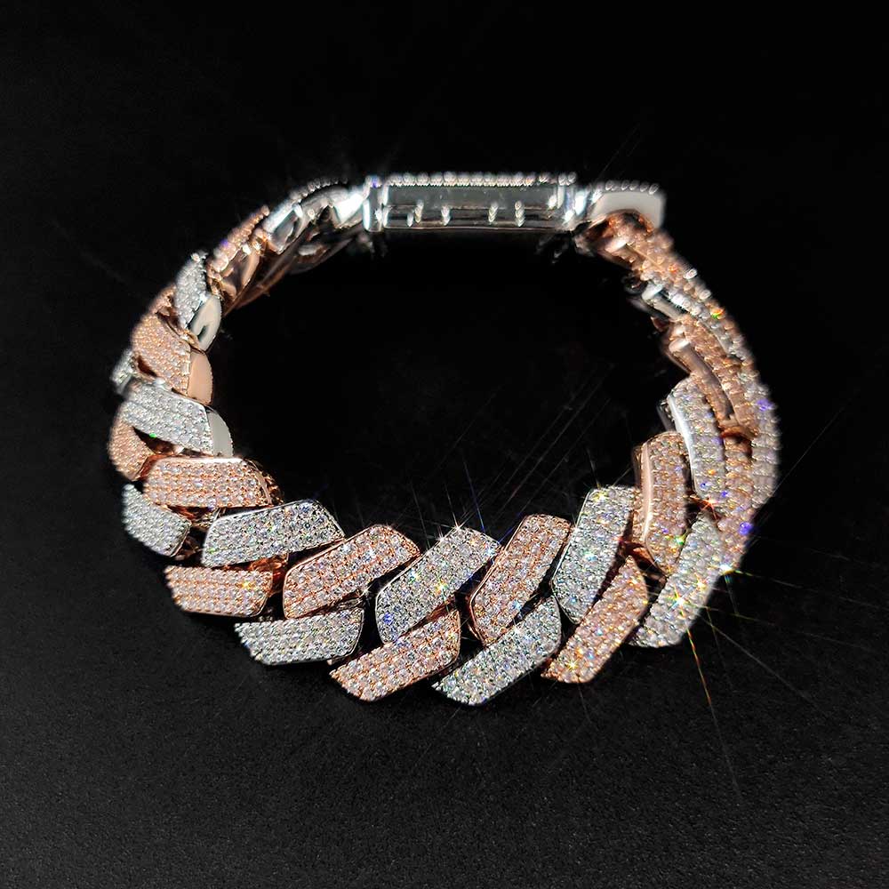 20mm Thick Cuban Link Chain/ Bracelet Crystal Miami Gold Silver Two Color
