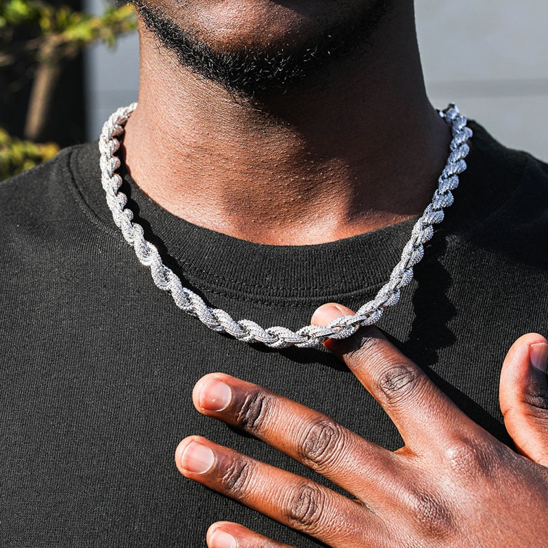 8mm Rope Chain Cubic Zircon Stones