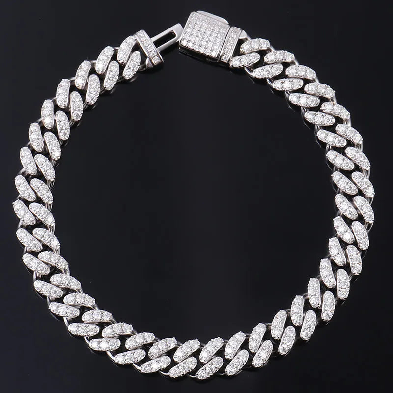 Moissanite 6mm Cuban Chain Bracelet 925 Sterling Silver