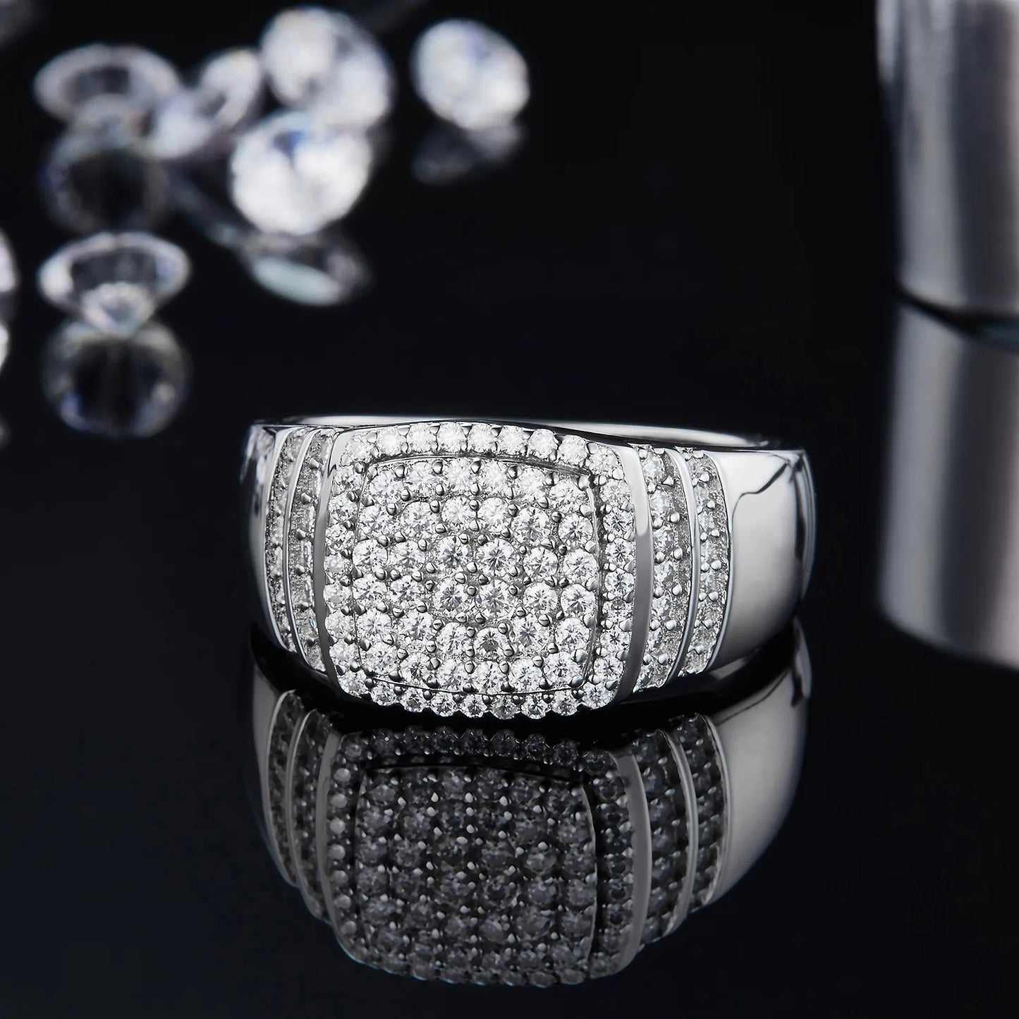 Moissanite Men's Ice Out Ring 925 Sterling Silver