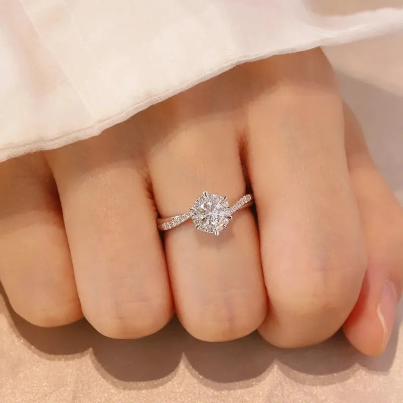 1ct White Gold Moissanite Engagement Ring S925 Sterling Silver