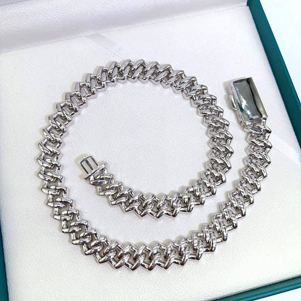 15mm VVS Moissanite Chain Necklace S925 Silver