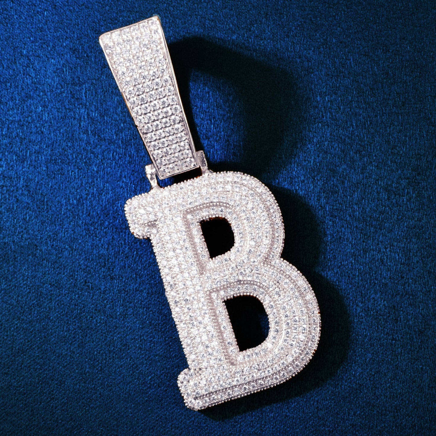 A-Z Silver Double Layer Initials Letter Pendant CZ