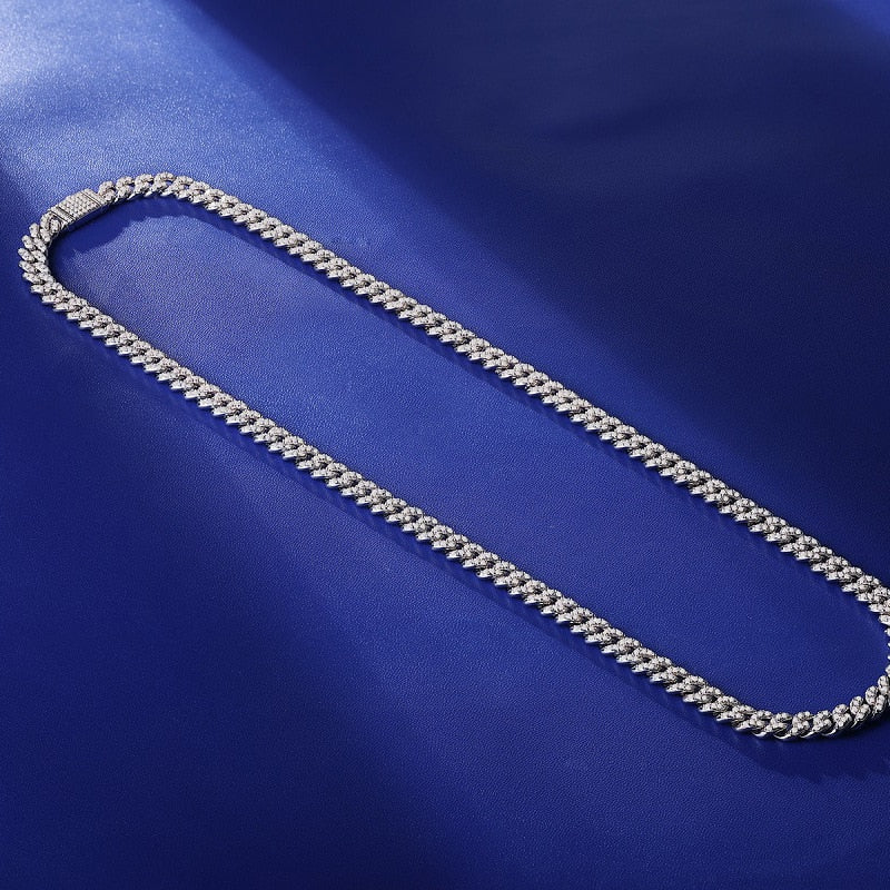 Moissanite Cuban Neck Chain Necklace 8mm S925 Sterling Silver