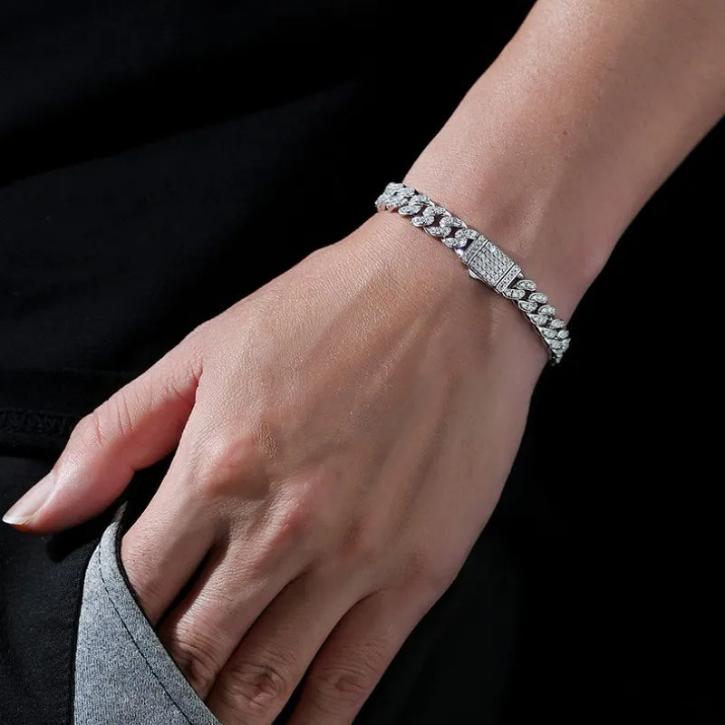 Moissanite Cuban Bracelet 925 Silver