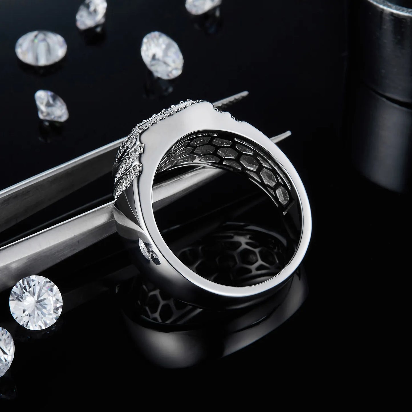 Moissanite Men's Ice Out Ring 925 Sterling Silver