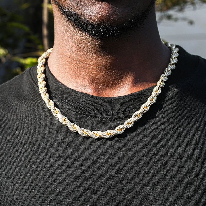 8mm Rope Chain Cubic Zircon Stones
