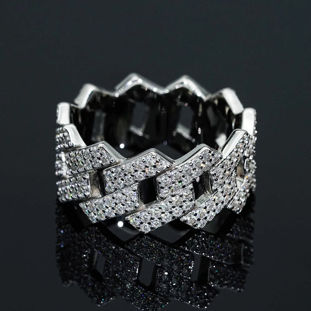 925 Sterling Silver Full Moissanite Ring