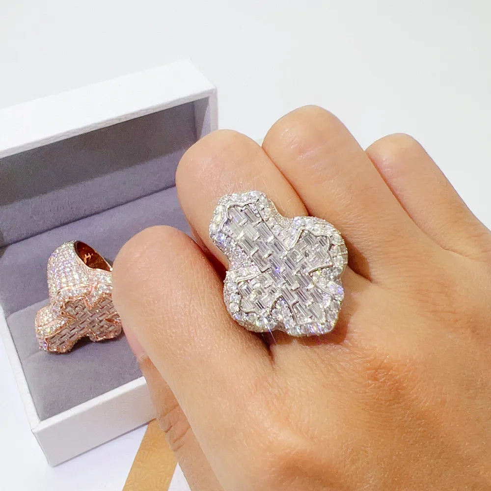 Cross Moissanite Ring S925 Silver