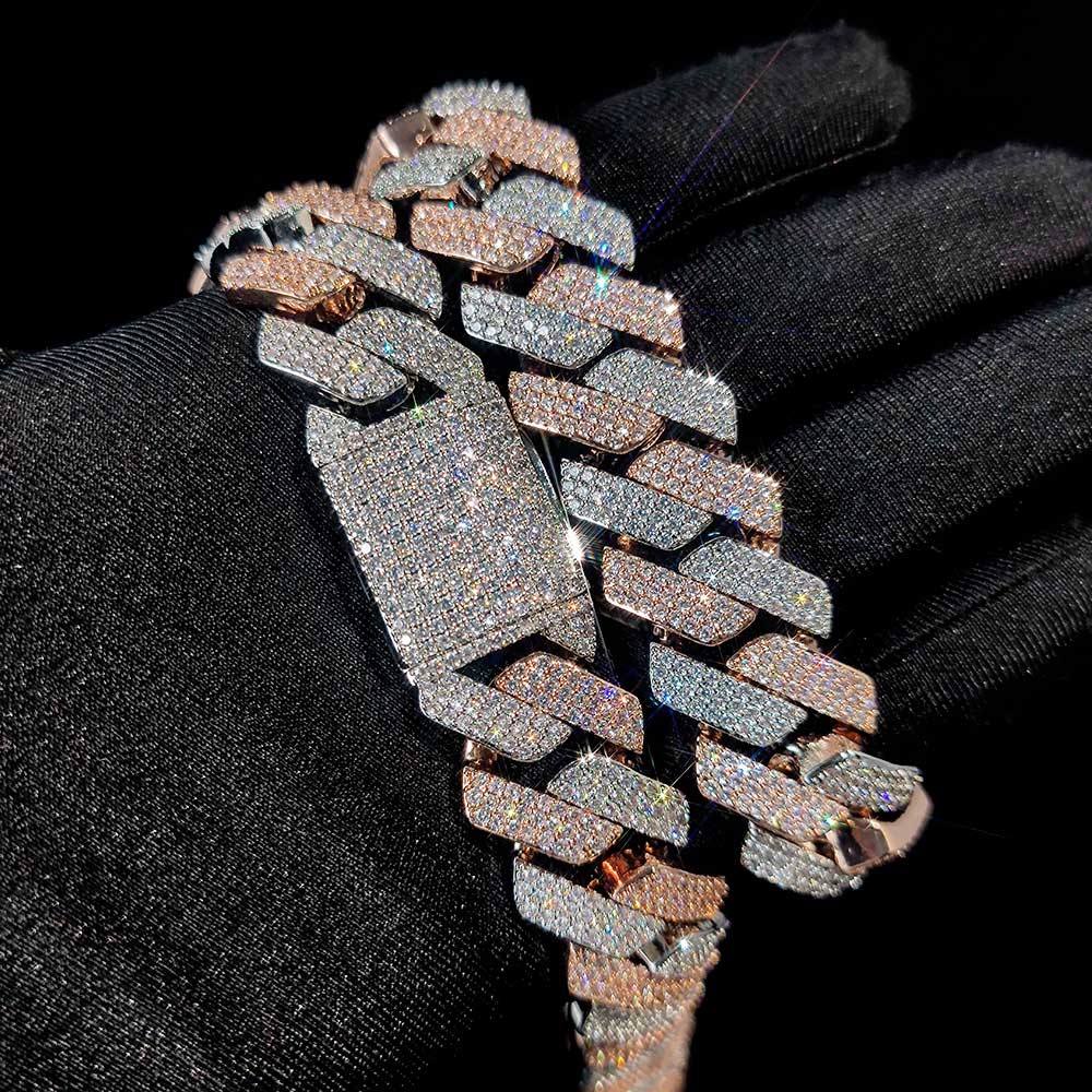 20mm Thick Cuban Link Chain/ Bracelet Crystal Miami Gold Silver Two Color