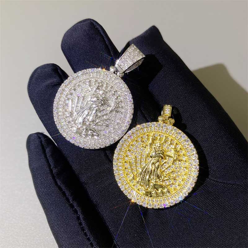 28mm Iced Moissanite Jesus Pendant 925 Sterling Silver GRA VVS Moissanite Diamond Necklace Passes Tester and Gold Plated