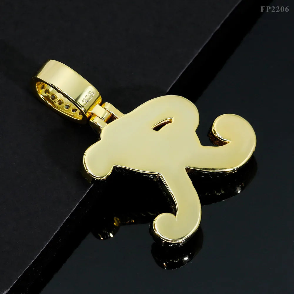K Letter Moissanite Pendant VVS 925 Sterling Silver