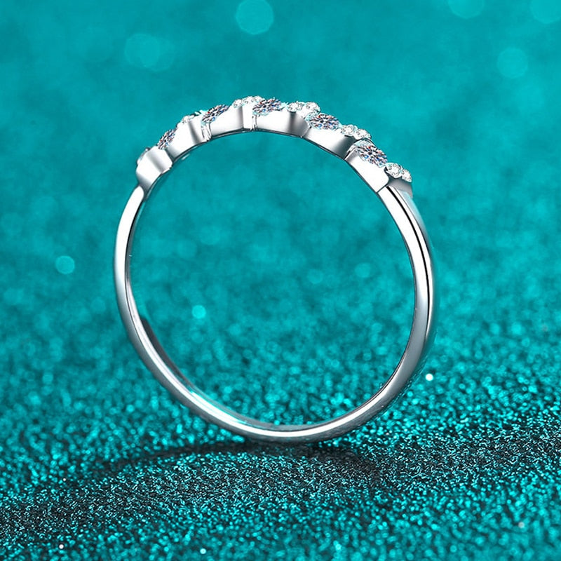0.2ct White Gold Plated Moissanite Ring S925 Sterling Silver Jewelry Sparkling Ring