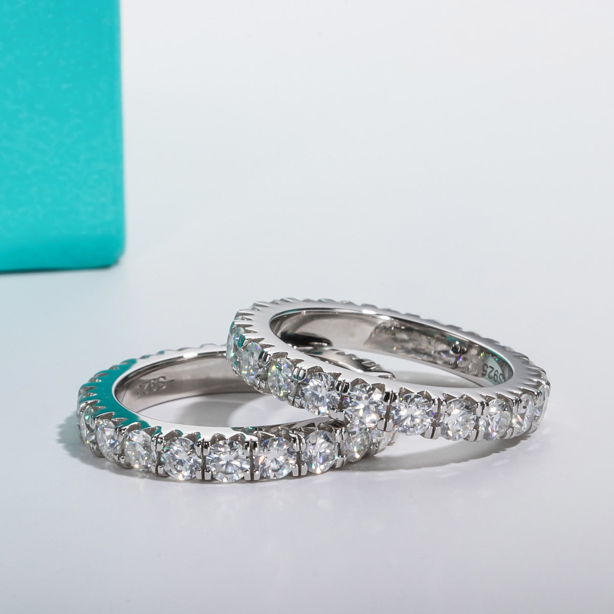 3mm 2-3ct D Color Moissanite Wedding Band Ring 925 Sterling Silver Eternity Band