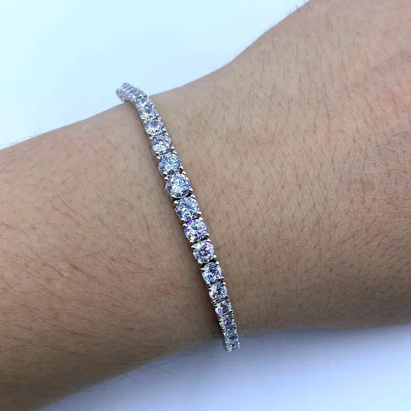 3mm-5mm Moissanite Diamond Tennis Bracelet 925 Sterling Silver