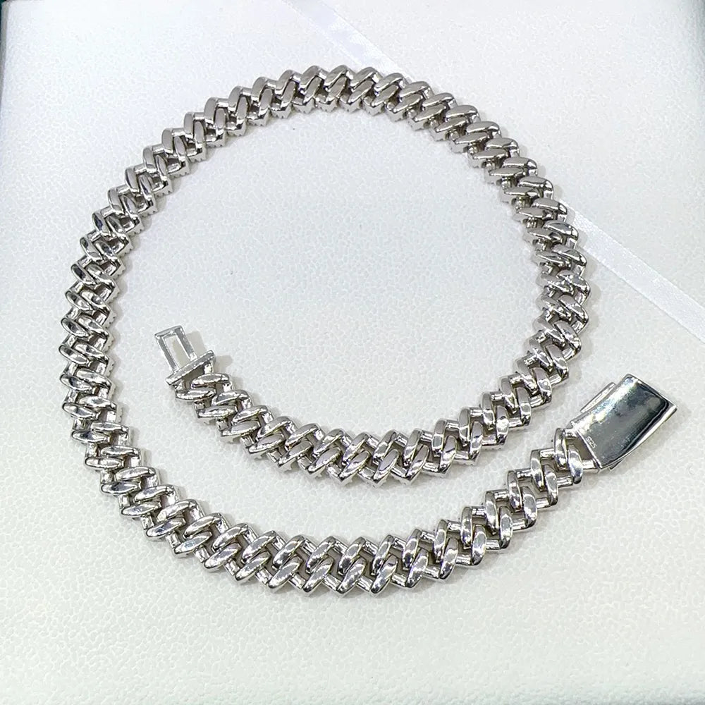 12mm Moissanite Necklace S925 Silver Iced Out Cuban Chain