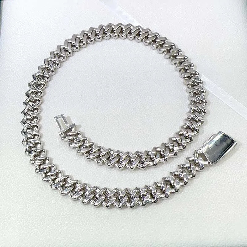 12MM Iced Moissanite Cuban Necklace 925 Sterling Silver