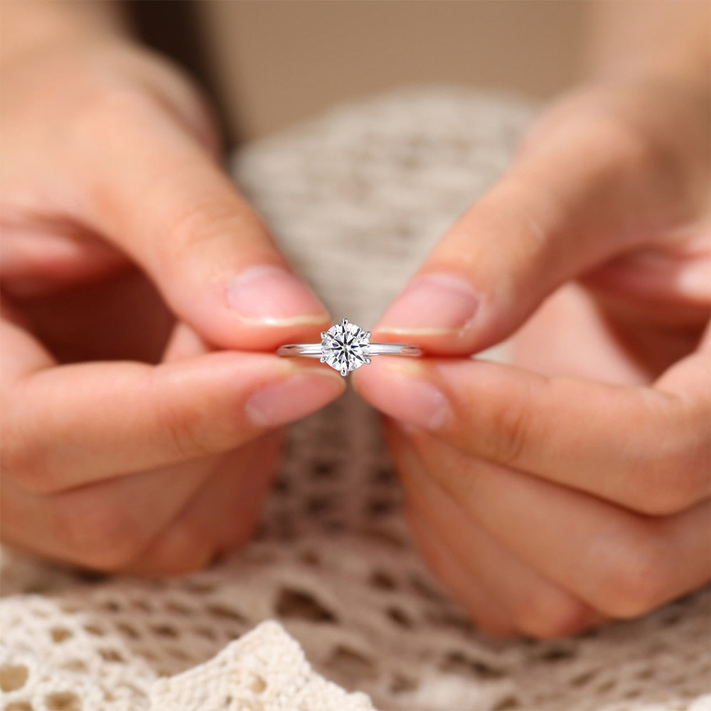 0.5/1 Ct D Color Moissanite Ring s925 Silver