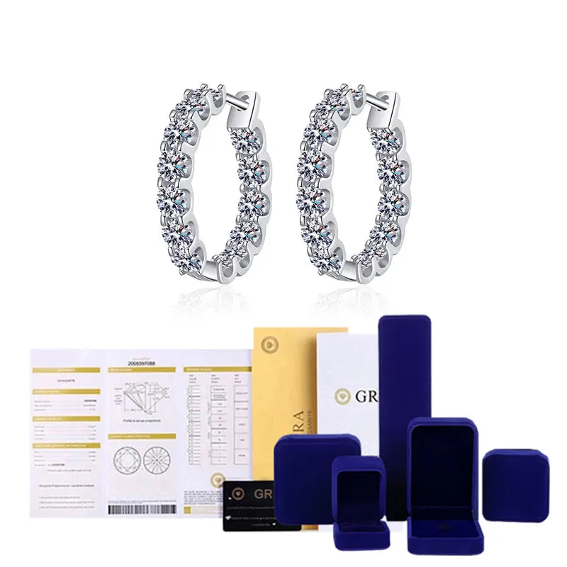 2.6CT D Color Moissanite Hoop Earring 925 Sterling Silver