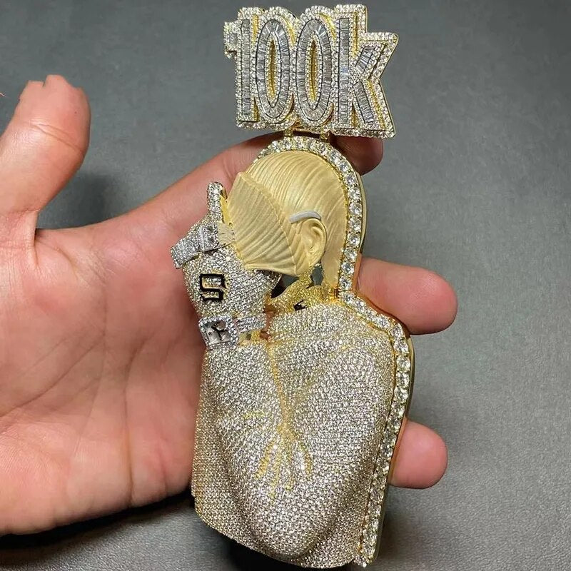 100k Money Man Moissanite Pendant
