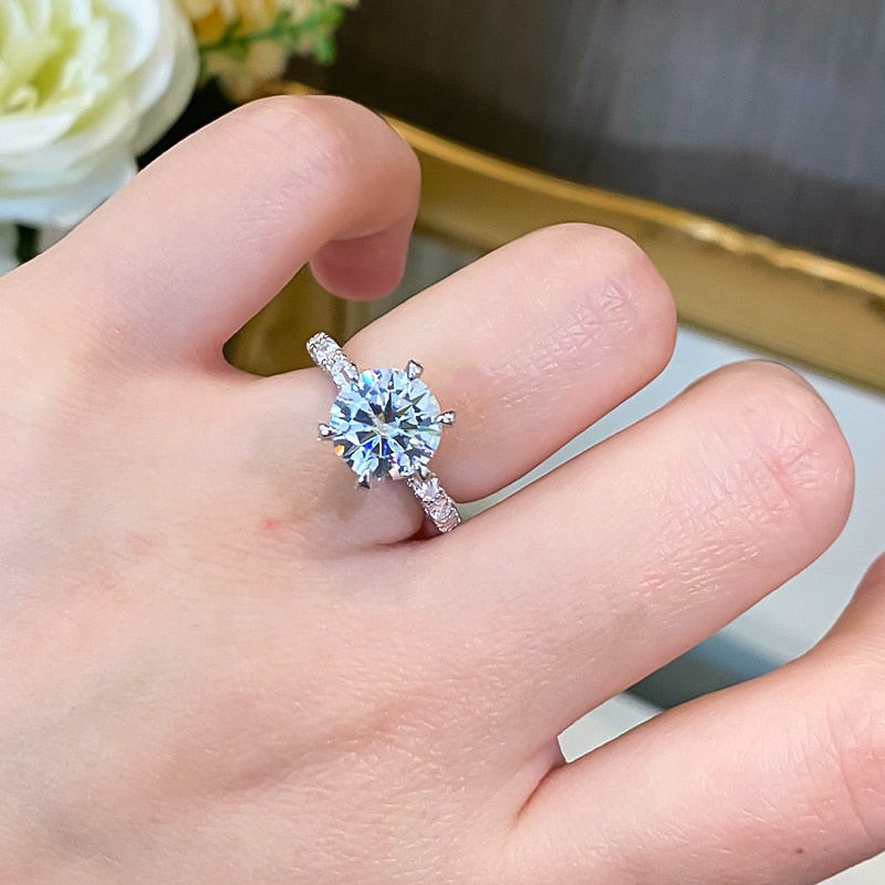 3 Carat D Color Moissanite Ring 925 Sterling Silver Platinum Plated