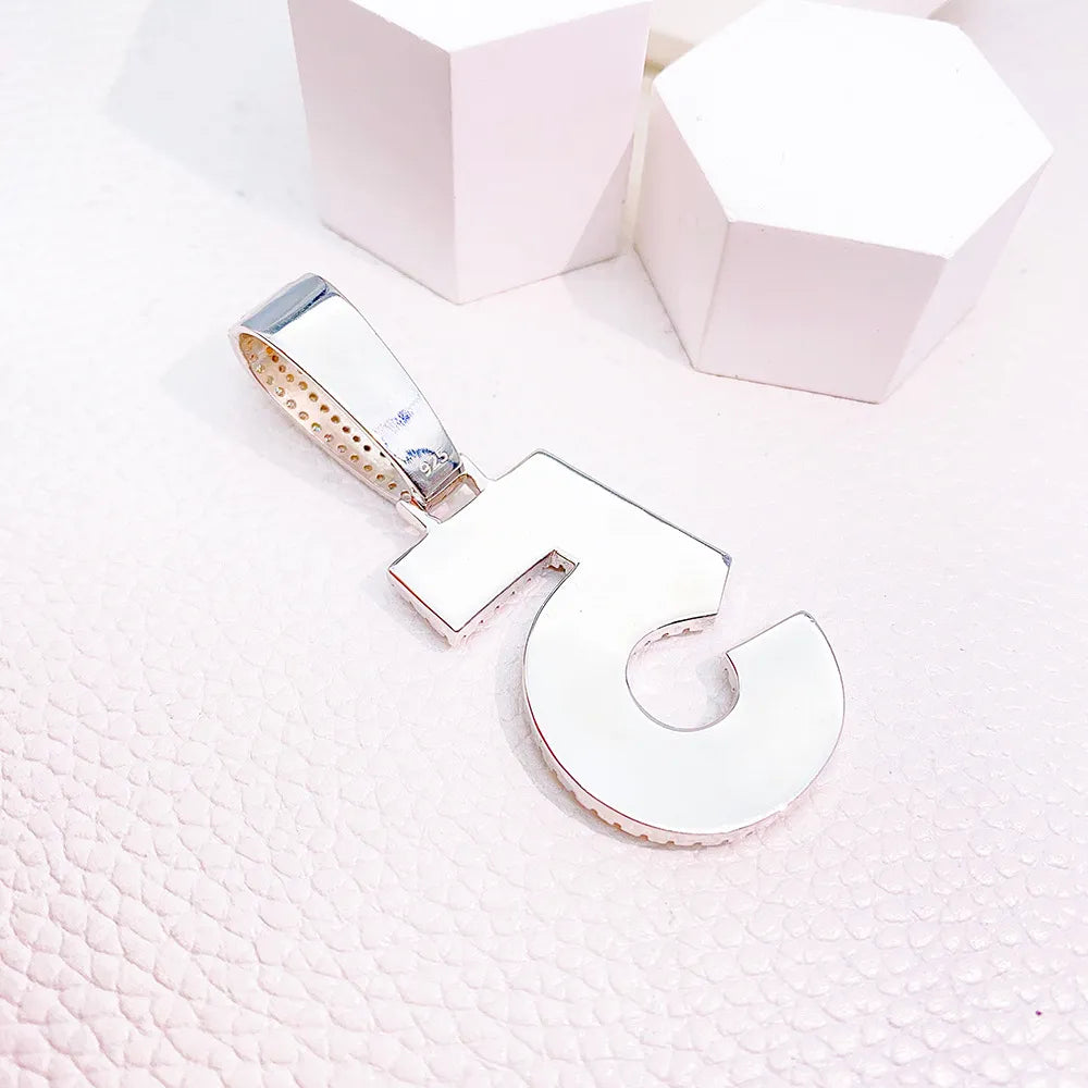 Moissanite Number Charm 925 Sterling Silver Pendant