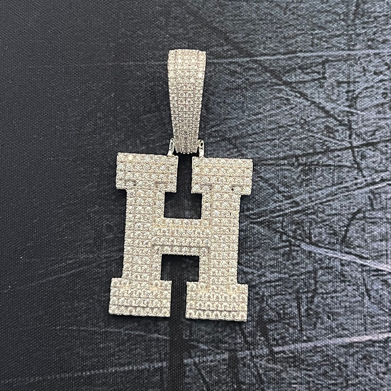 Moissanite Letter Pendant 925 Sterling Silver