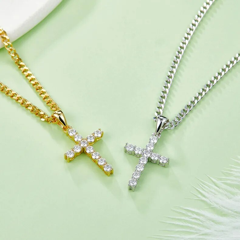 925 Silver D color 3mm/4mm/5mm Moissanite VVS1 Cross