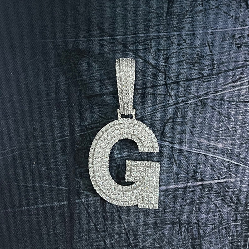 Moissanite Letter Pendant 925 Sterling Silver