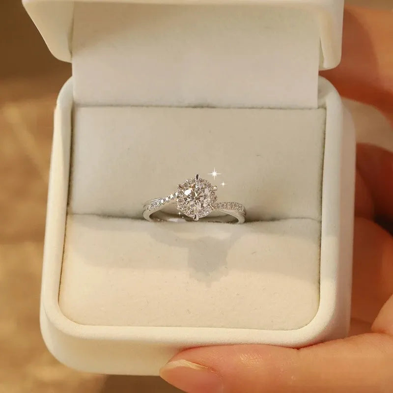 1ct White Gold Moissanite Engagement Ring S925 Sterling Silver
