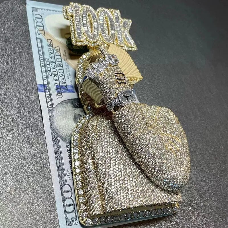 100k Money Man Moissanite Pendant