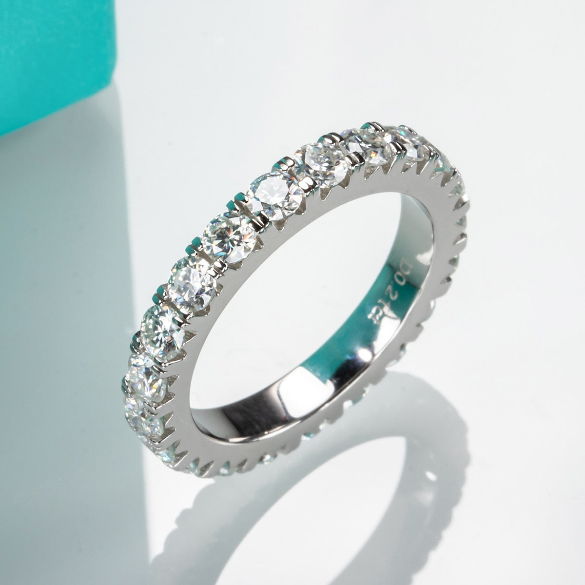 3mm 2-3ct D Color Moissanite Wedding Band Ring 925 Sterling Silver Eternity Band