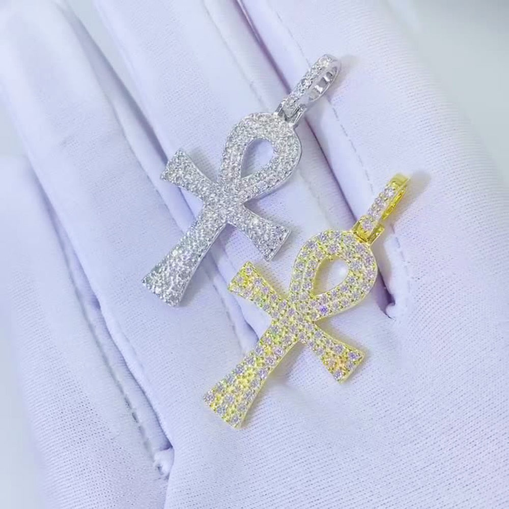 Moissanite Diamond Cross Pendant S925 Silver Passes Tester With GRA