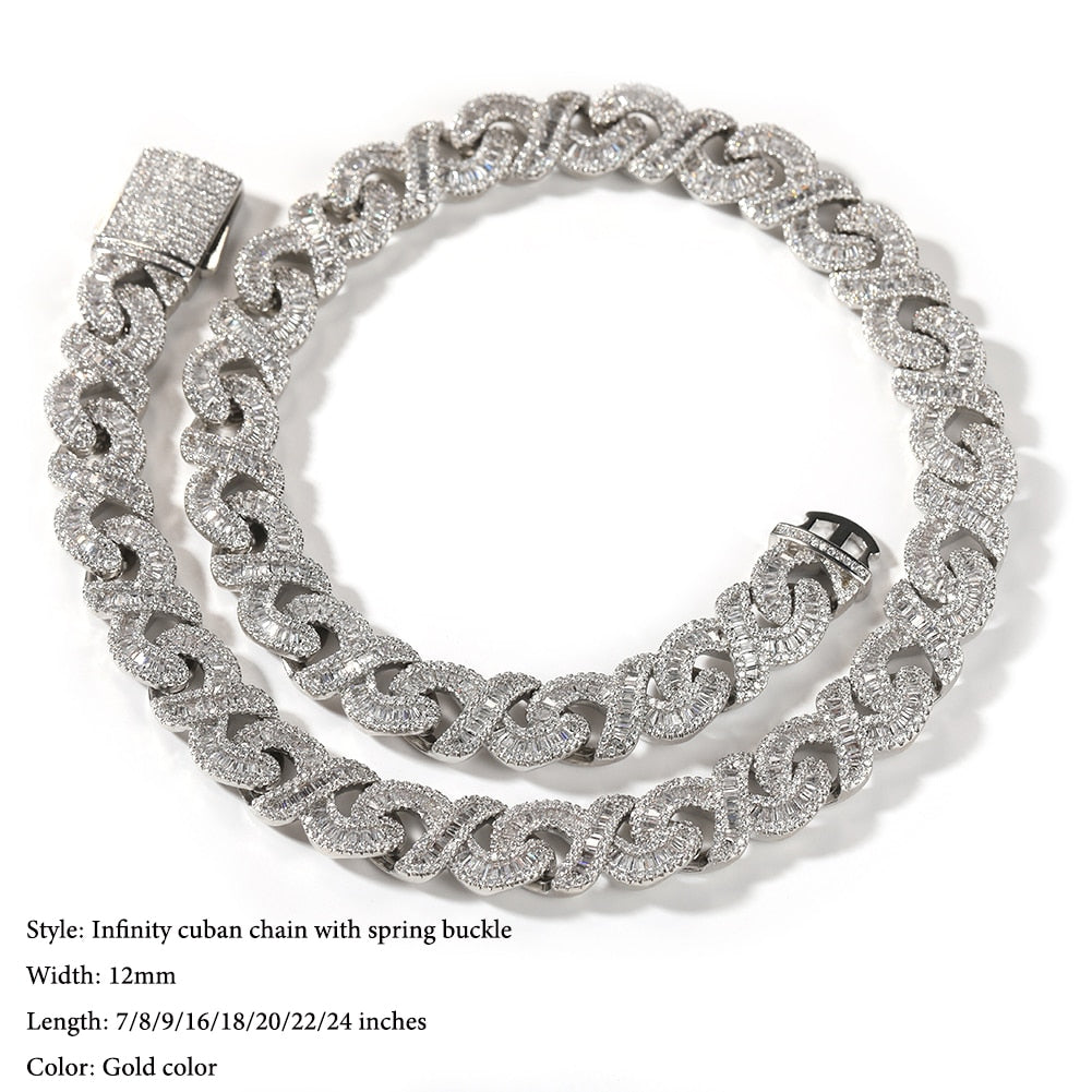 Iced Out Infinity Cuban Link Baguette Chain/ Bracelet