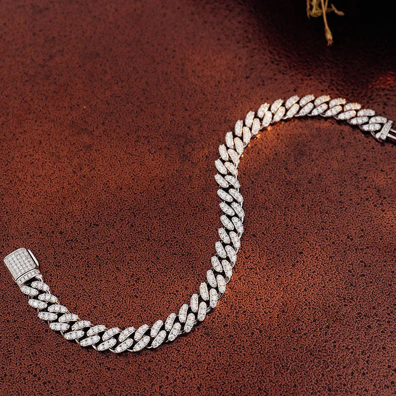 Moissanite 6mm Cuban Chain Bracelet 925 Sterling Silver