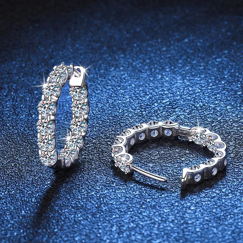 2.6CT D Color Moissanite Hoop Earring 925 Sterling Silver
