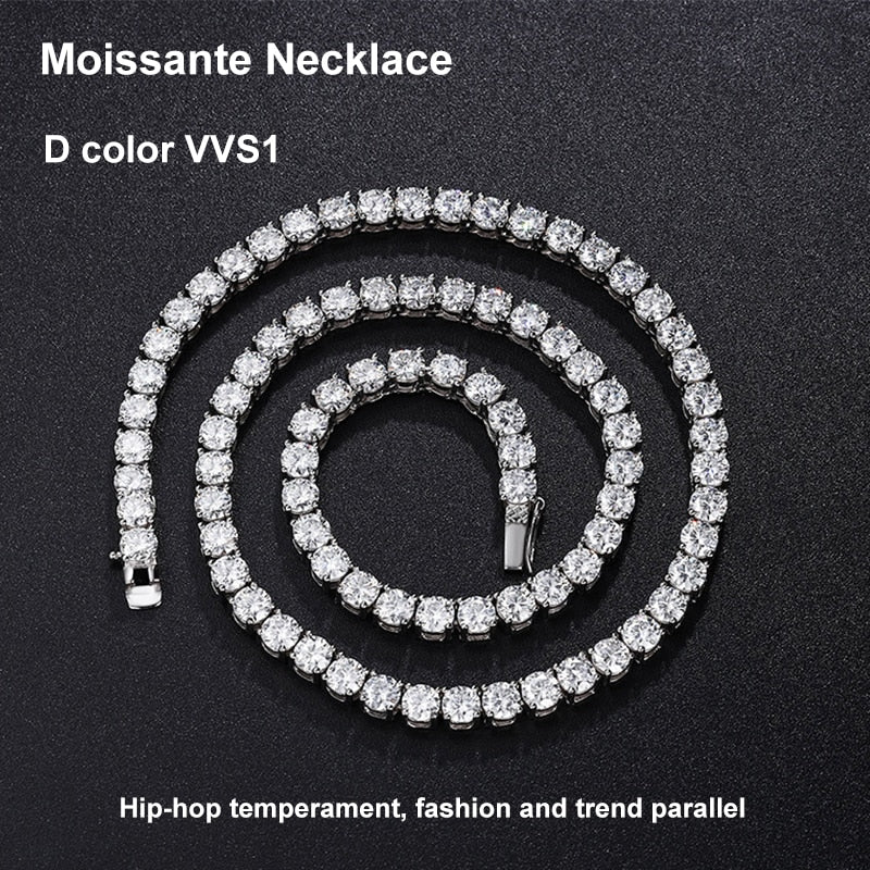 925 Sterling Silver Real Moissanite Tennis Chain/Bracelet