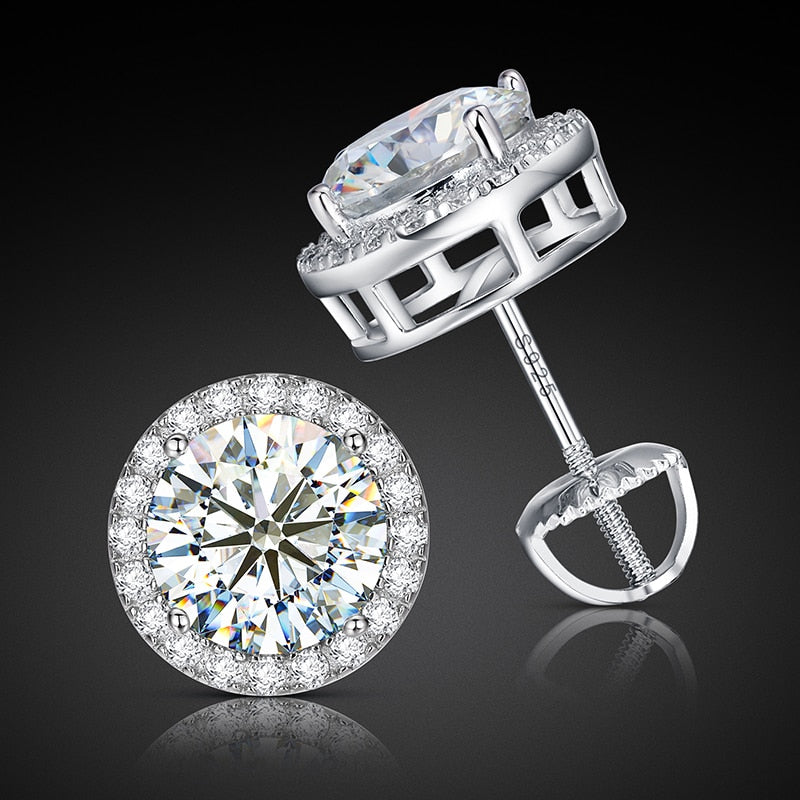 925 Sterling Silver Moissanite Earrings 18K White Gold Plated