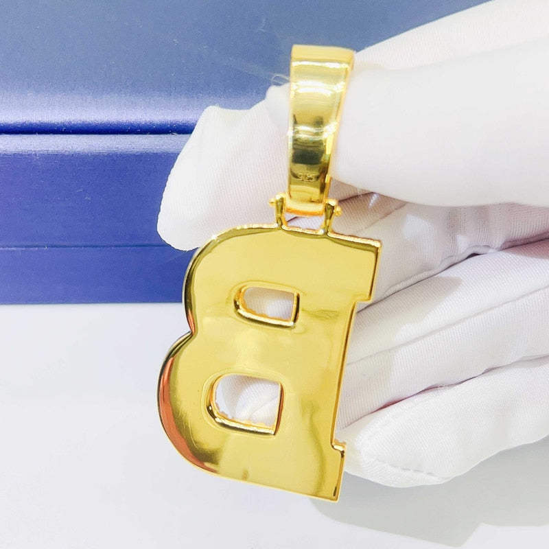 Iced Out Moissanite B Letter Pendant S925 Silver 14k Gold Plated Pass Tester