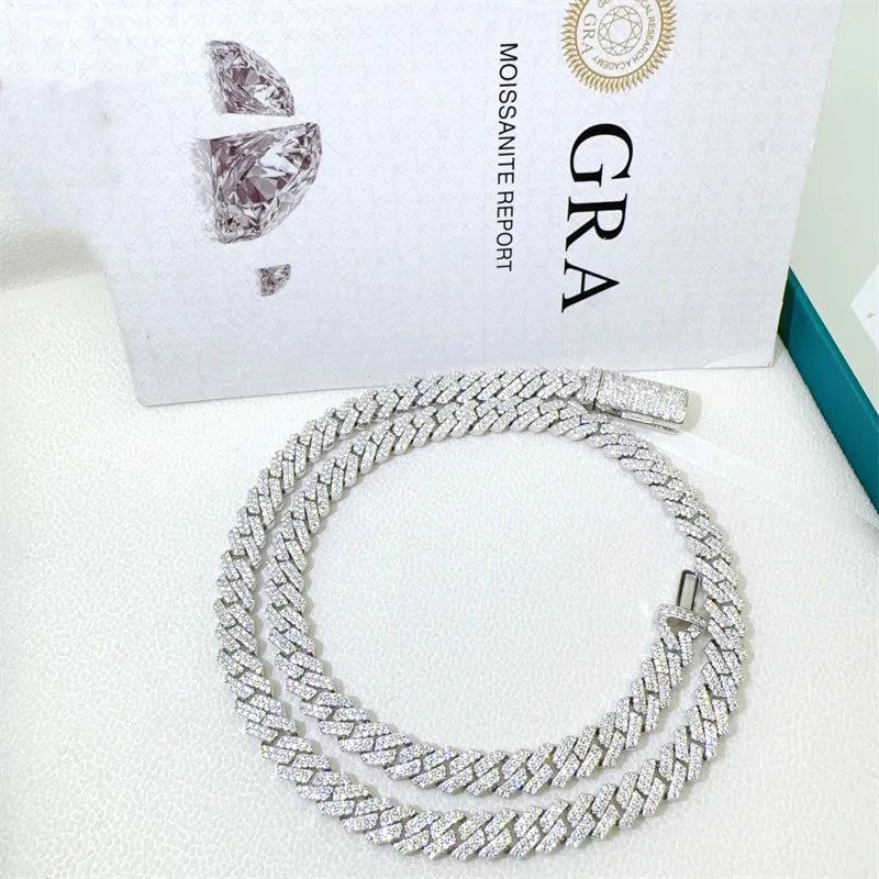 8MM Moissanite Cuban Necklace 925 Sterling Silver