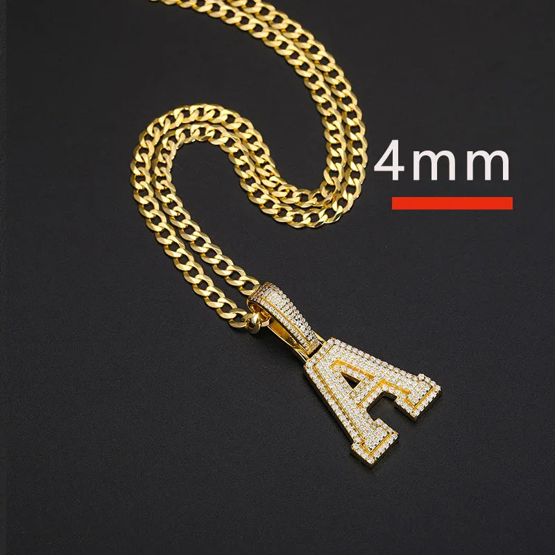A-Z Letters 925 Silver Pendant Necklace Iced Out Moissanite