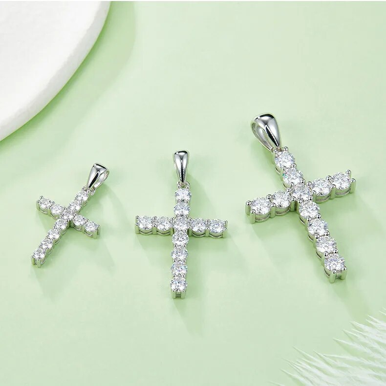 925 Silver D color 3mm/4mm/5mm Moissanite VVS1 Cross