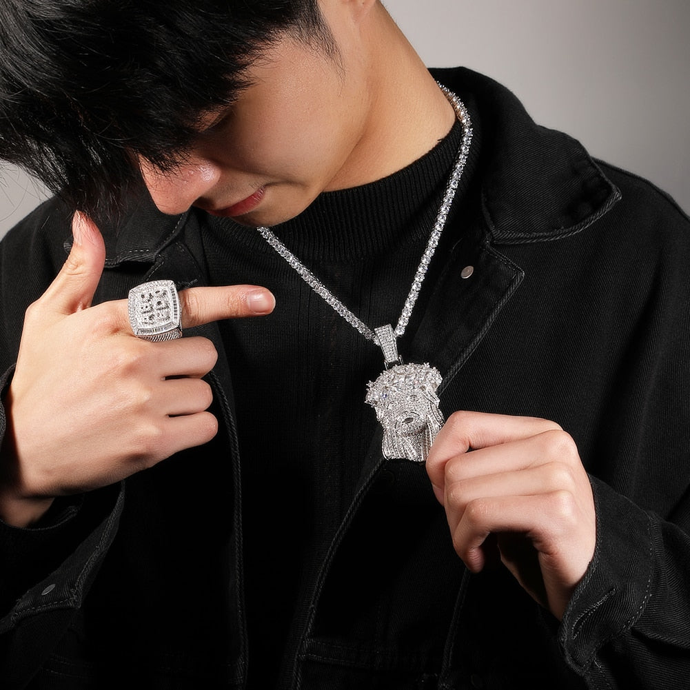 Jesus Pendant Necklace Full Iced Out Cubic Zircon Pendant