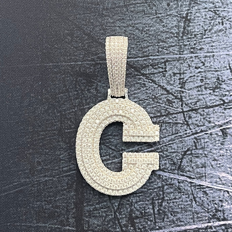Moissanite Letter Pendant 925 Sterling Silver