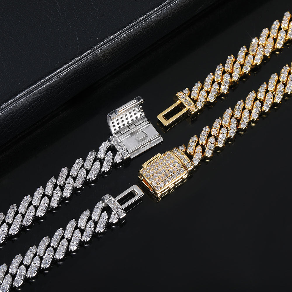 8mm Men CZ Diamond Miami Prong Cuban Link Chain