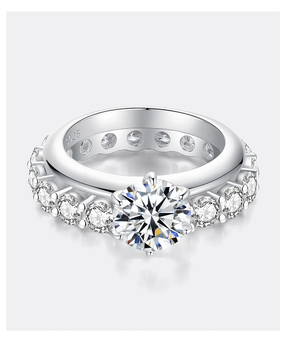 2Ct Moissanite Ring Set Luxury Stackable Big Diamond Silver 925