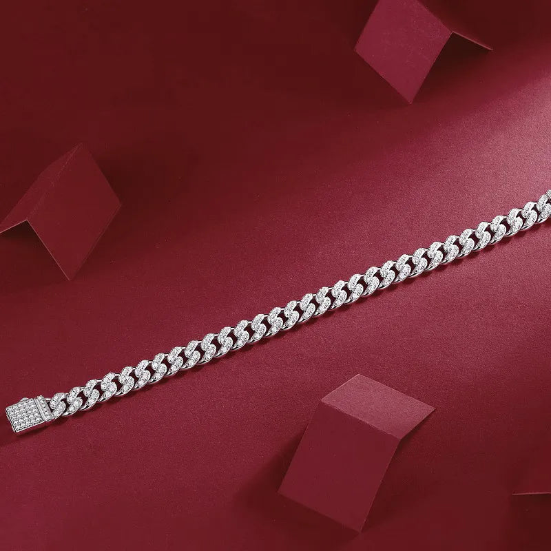 Moissanite Cuban Bracelet 925 Silver