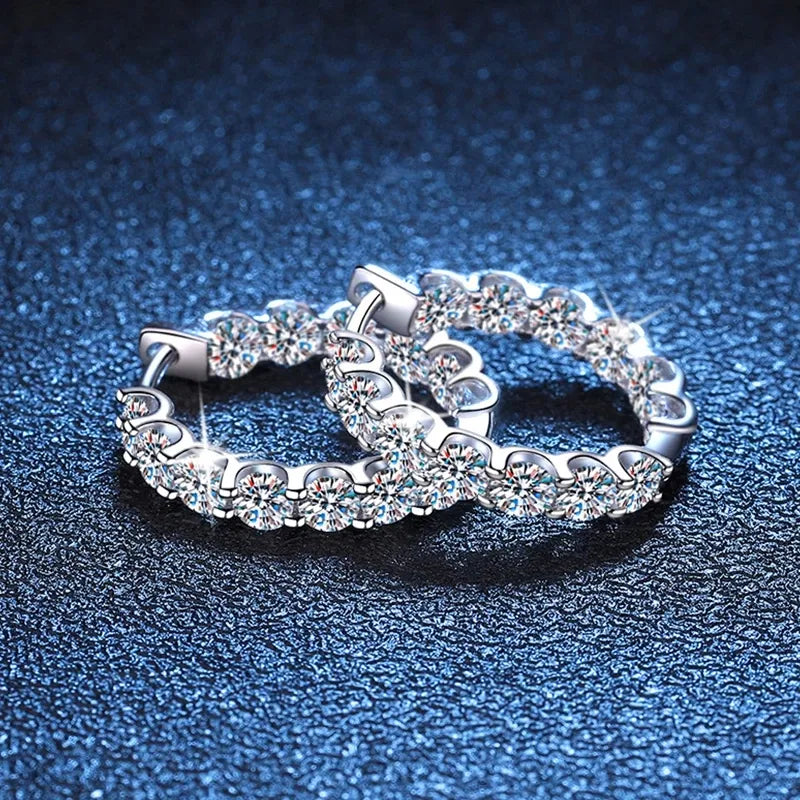 2.6CT D Color Moissanite Hoop Earring 925 Sterling Silver