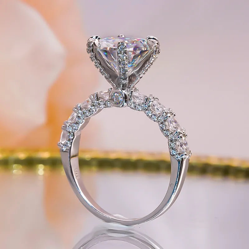 3 Carat D Color Moissanite Ring 925 Sterling Silver Platinum Plated